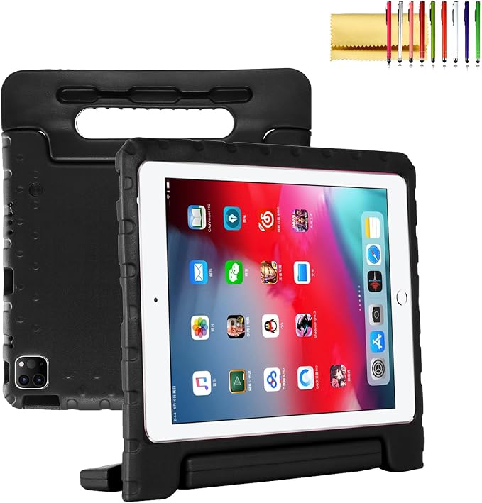 Dteck Kids Case for iPad 10.2 - Shockproof Rugged EVA Handle Stand Child Proof Case for iPad 9/8/7 Generation Black