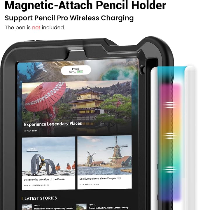 Case for iPad mini 7 (A17 Pro) 2024/ Mini 6 8.3'' with Pencil Holder Screen Protector [360 Rotating Hand Strap] &ampStand &ampShoulder Strap Shockproof Case for iPad mini 7th/6th Generation Purple