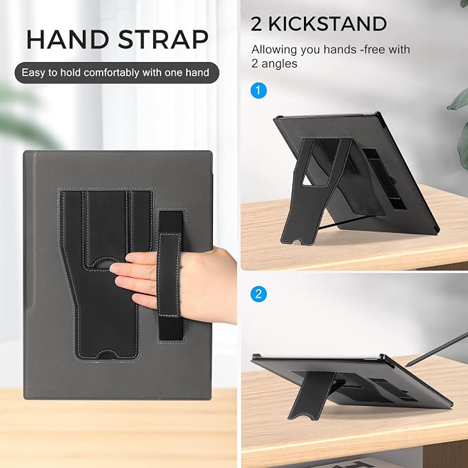 CoBak Stand Case for Remarkable Paper Pro Tablet 11.8 with Hand Strap | Auto Sleep/Wake Folio Lightweight Protective Cover with Pen Holder and Nibs Holder for 11.8 inch 2024 Released (Notebook)