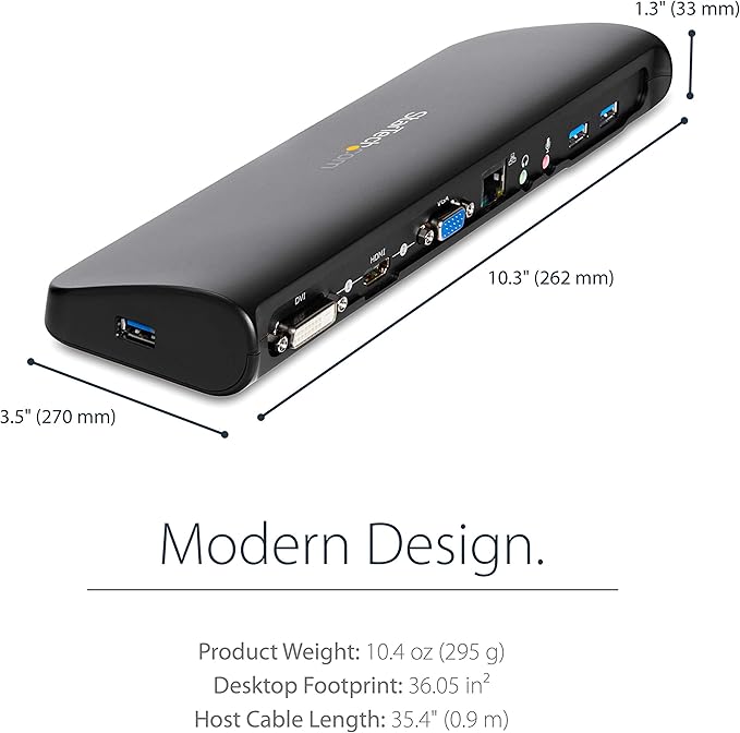 StarTech.com Dual Monitor USB 3.0 Laptop Docking Station with HDMI/DVI/VGA, 3x USB-A Hub, GbE, Audio, Universal Type-A Dock for Windows/macOS/ChromeOS - TAA Compliant (USB3SDOCKHDV)