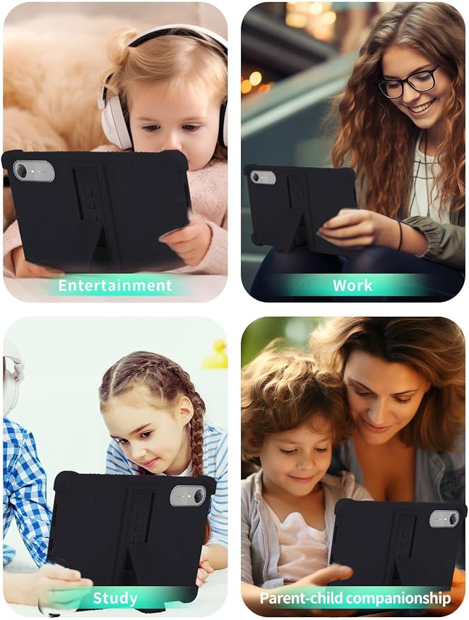Case for Lenovo Idea Tab Pro Gen 2WUNIAK Shock Proof Lightweight Stand Rubber Shell Protective CoverKids Friendly Soft Silicone Adjustable Stand CoverBlack