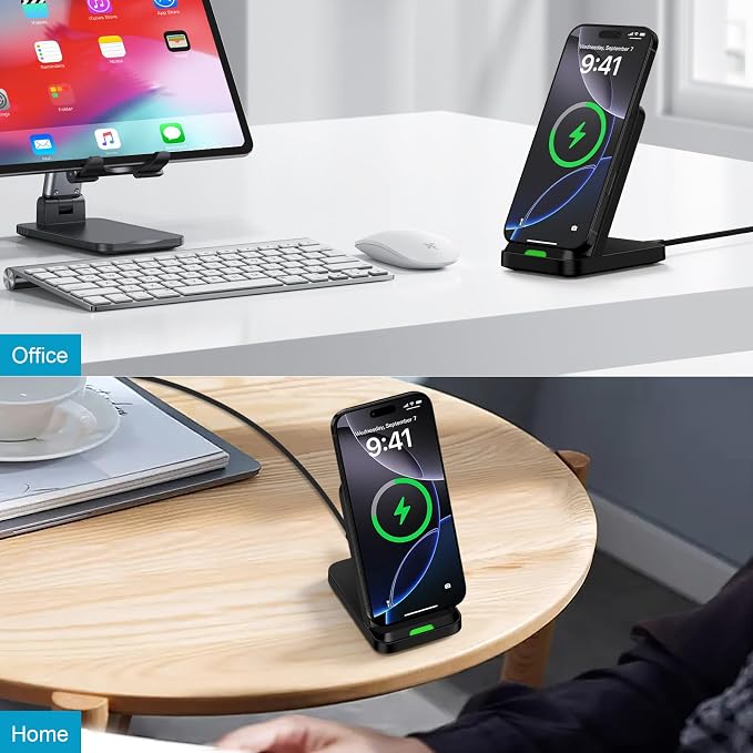 15W Samsung S26 Wireless Charger Fast Charging Stand for Galaxy S26 Ultra | Android Wireless Charging Station with QC Adapter for Samusng S26/S25 Ultra/S24/Z Flip7 Pixel 10a 10 9 Pro XL/Fold iPhone 17
