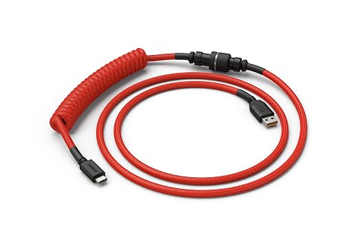 GLORIOUS Coiled Keyboard Cable – Coiled USB C Cable Artisan Braided Cables for Mechanical Gaming Keyboard Coiled Cable - Custom Keyboard Cable (Cobalt Blue)
