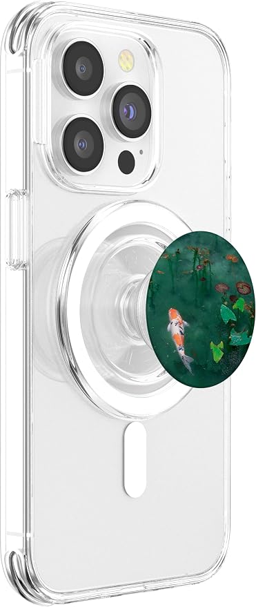 Emerald Green Majestic Zen Water Garden Japanese Koi Fish PopSockets Adhesive PopGrip
