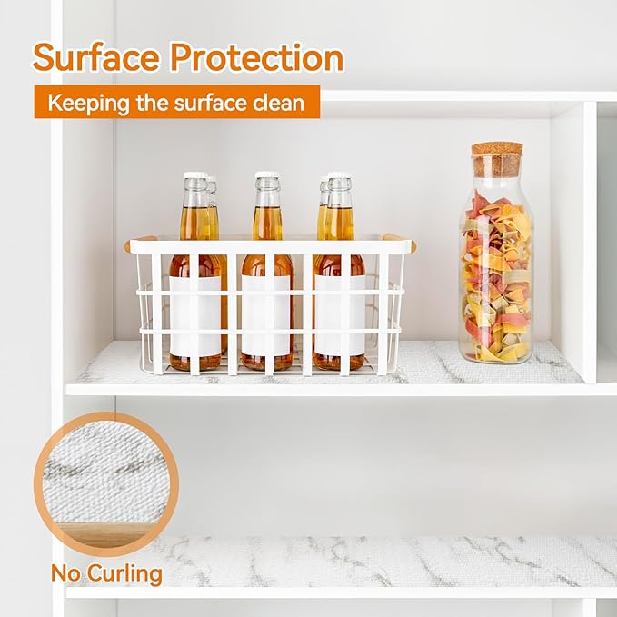 Shelf and Drawer Liner for Kitchen Cabinets Non-Adhesive, Strong Grip Non-Slip Thickened Cabinet Liners for Shelves, Waterproof Mats for Dresser Cupboard, Marble, 23 in x 30 Feet