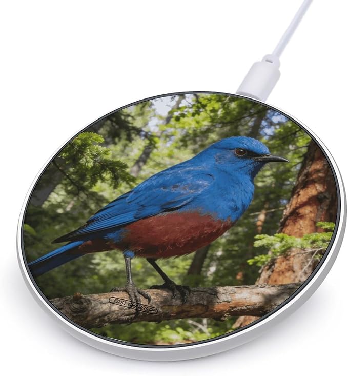 Deep Forest Blue Flame Wireless Charger Portable 10W Fast Wireless Charging Pad Compatible with Phone Ultra-Thin Charging Station Lightweight Charger Mat for Travel Home Office Desk