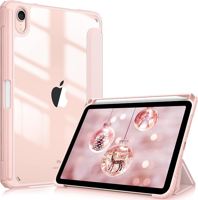 Fintie Clear Case for iPad mini 7th Generation (A17 Pro) / mini 6 8.3 | Slim Hybrid Shockproof Hard PC Back Cover Pencil Holder Viewing &amp Typing Angles Auto Sleep/Wake Black