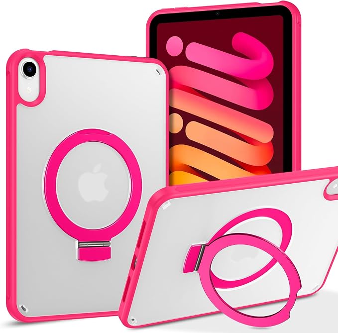 GUAGUA for iPad Mini 7 Case 2024 (A17 Pro) iPad Mini 7th/6th Generation Case with Stand(2024/2021) 8.3'' Translucent Matte Back Slim Shockproof Protective Kickstand Case for iPad Mini 7th/ 6th Black