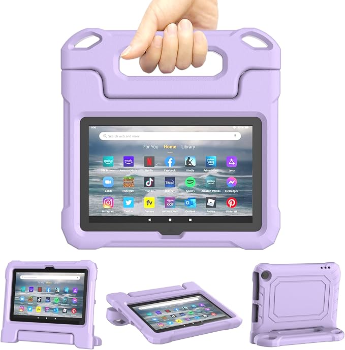 Kids Case for Amazon Fire 7 Tablet Case (12th Generation 2022)Blue | Lainergie Lightweight Easy to Carry Shockproof Kids Friendly Durable Hight Quality EVA Material Cover with Handle Stand