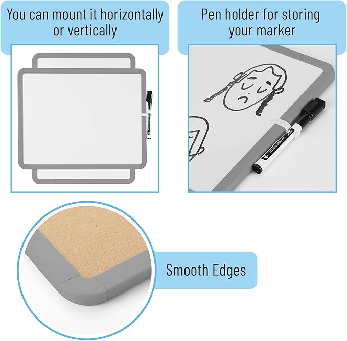 Mr. Pen- Dry Erase Board, 14” x 11” with a Black Dry Erase Marker, Small Mini White Board for Students, Back to School Supplies