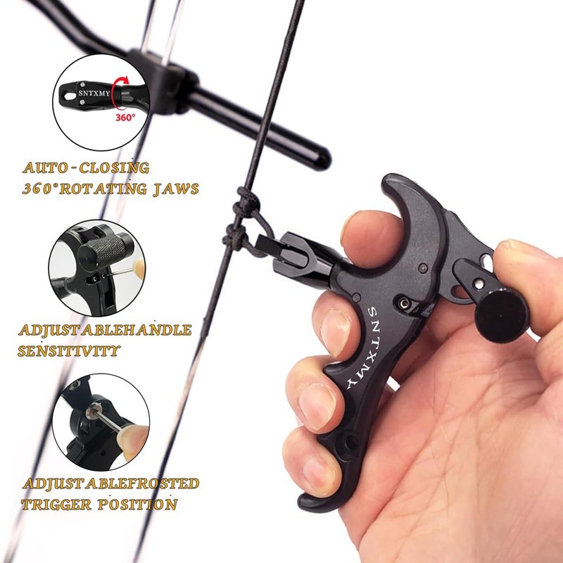 sntxmy Bow Release for Compound Bow 360° Rotatable Thumb Release for Compound Bow Archery Trigger Release (Black)