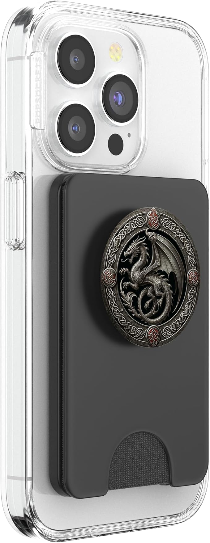 Aesthetic Viking Chinese Dragon Silver Mythical Fantasy PopSockets Adhesive PopGrip