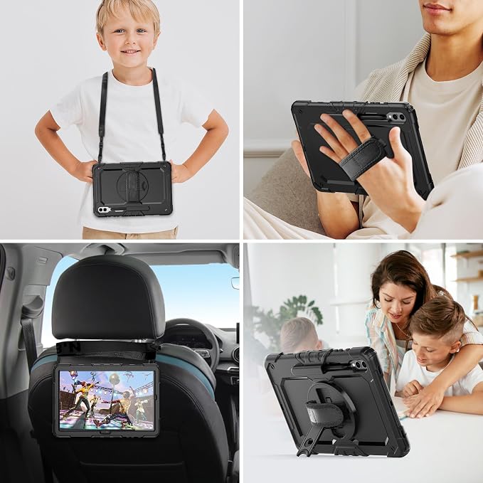 Case for Tab S10+ 2024/ S9+ Plus 12.4 inch | Heavy Duty Shockproof Cover for S9 FE+ Plus 5G with Screen Protector Pen Holder Stand Shoulder Strap