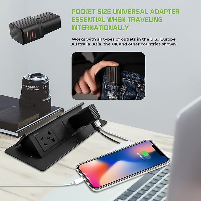 Dual Universal USB Adapter Works for Micromax Canvas Selfie 4 for Worldwide Power and Travel Between US/EU/CN/AUS/NZ/UK