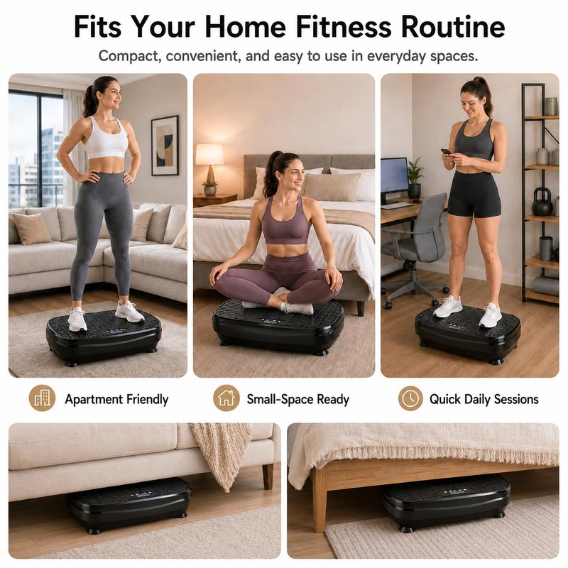 JAVRYK Vibration Plate Exercise Machine with 200 Adjustable speeds and 8 Scientific auto Modes, Compact Foldable Design and Ultra-Quiet Silicone Base for Home Workouts & Lymphatic Drainage