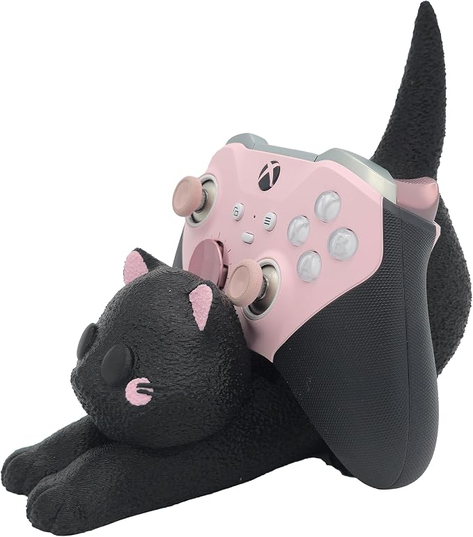 Cat Gaming Controller Holder Stand for PS4 PS5 Xbox Switch Pro iPhone Android | Gaming Stuff &amp Gaming Room Decor | Controller Stand Perfect for Gamer Gifts (Black)