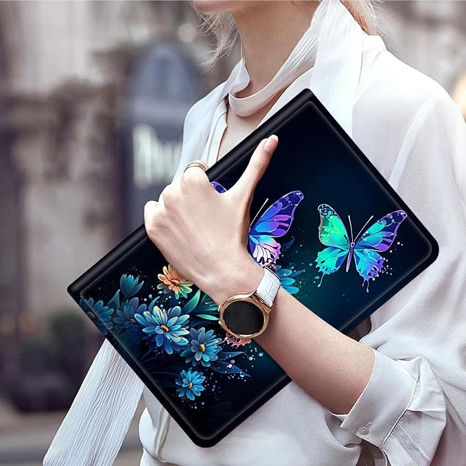 Case for 7 All-New Kindle Paperwhite (12th Generation 2024) and Kindle Colorsoft Signature Edition CoverSlim PU Leather Smart Cases with Auto Wake/Sleep-Black Cat Night Sky