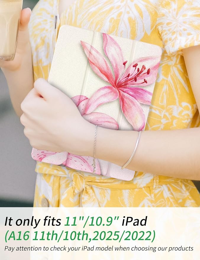 Case for iPad 9th/ 8th/ 7th Generation Case 10.2&amp10.5 Inch (2021/2020/2019 Release) Slim Lightweight Soft Trifold Back Cover with Pencil Holder &amp Auto Sleep/Wake Cover Cherries Cheetah Bows