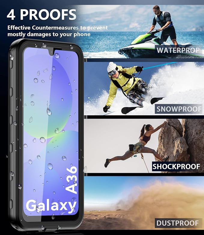 for Samsung Galaxy A16 5G Case IP68 Waterproof Built-in Screen Protector [Full Body Shockproof] Dustproof Underwater Protective Phone Case for Samsung A16 5G (Black)