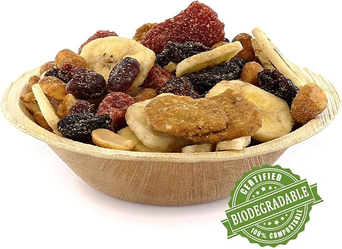 Charity Leaf Disposable Palm Leaf 4" Round Bowl (50 pcs) Dipping Bowls | Bamboo Like| All Natural and Biodegradable | Charcuterie Boards, BBQs, and Parties