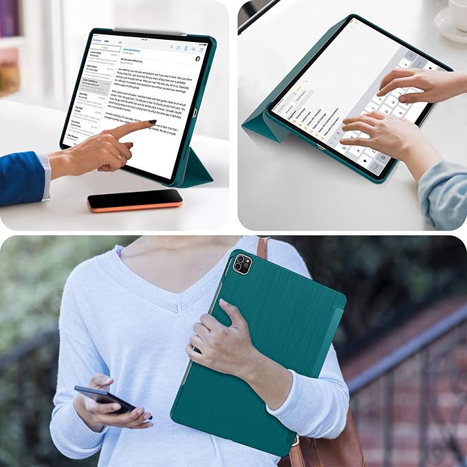 Soke Case for iPad Air 13 Inch (M3/M2) 2025/2024iPad Pro 12.9 2022 2021(6th 5th Generation) - [Slim Trifold Stand + Auto Wake/Sleep]Protective Hard PC Back Cover (Black)