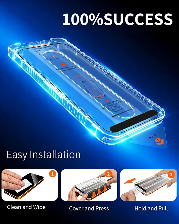 2-Pack Screen Protector Compatible with iPhone 17 Pro Max 6.9 Ultra HD Clear 9H Tempered Glass with Auto Alignment Installation Tray Anti-Fingerprint Case Friendly Film Bubble Free Easy Install