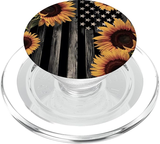 Rustic American Flag | Sunflower Country Design PopSockets Adhesive PopGrip