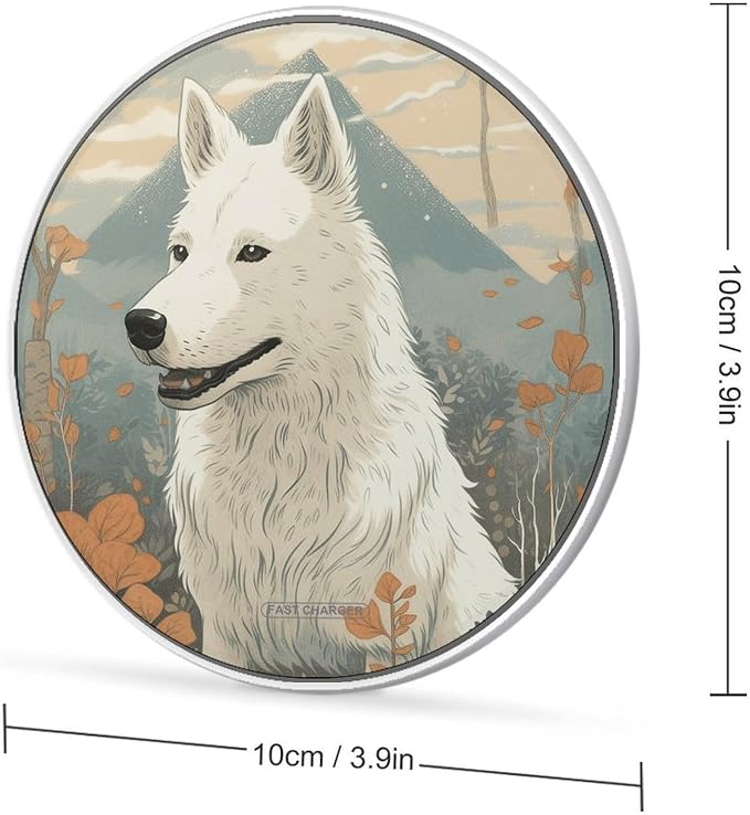 Pen Next to Dog Wireless Charger Portable 10W Fast Wireless Charging Pad Compatible with Phone Ultra-Thin Charging Station Lightweight Charger Mat for Travel Home Office Desk