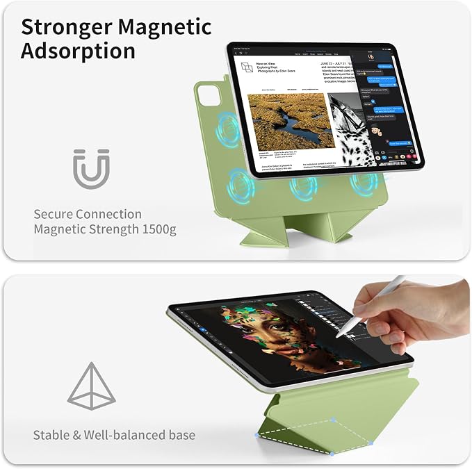 Magnetic Case for iPad Air 11 M4/M3/M2 iPad Air 5th/4th Gen 10.9 | Slim Detachable Magnetic Stand Case with 20+ Viewing Angles Hidden Pencil Holder Auto Wake/Sleep Black