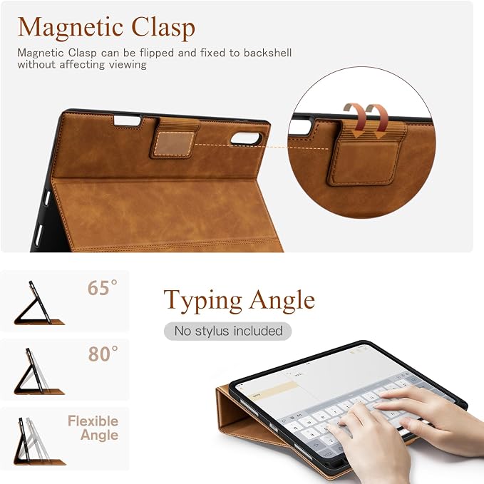 Antbox Case for iPad Air 11-inch M4/M3/M2 (2026/2025/2024) iPad Air 5th/4th Generation 10.9'' Vegan Leather with Pencil Holder Typing Angle Auto Sleep/Wake Muti-Stand