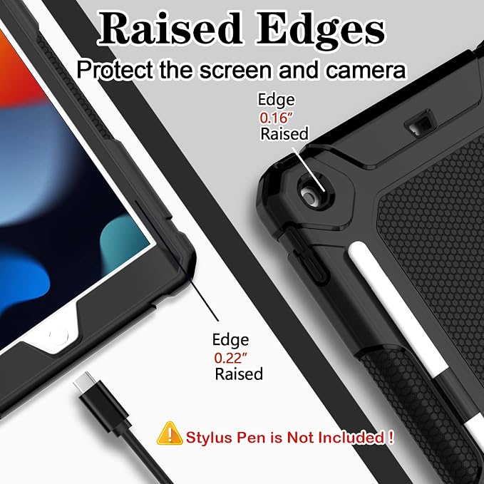 LTROP Case for iPad 10.2-Inch 9th/ 8th/ 7th Generation (2021/2020/ 2019) with Pencil Holder &amp Kickstand Hybrid Shockproof Rugged Protective Case for iPad 9/8/ 7 Gen 10.2 Purple and Green