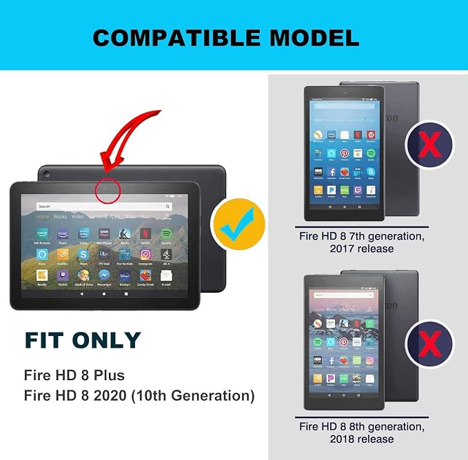 Case for Amazon Fire HD 8 Tablet (12th/10th Generation 2024/2022/2020 Release) &amp HD 8 Plus Multi-Angle PU Leather Protective Stand Cover with Auto Wake/Sleep Bookish Book Lovers