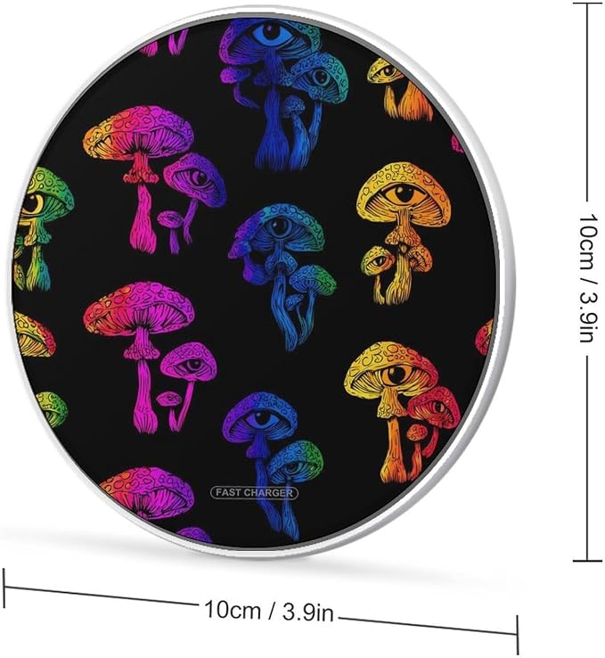 Magic Mushrooms Wireless Charger SlimWireless Charging Pad Anti-Slip Charger Mat for Men Women