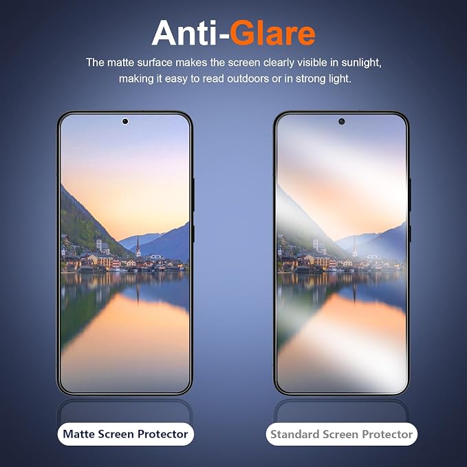 [2 Pack] Matte Screen Protector for Samsung Galaxy S23 9H Tempered Glass Ultrasonic Fingerprint Support Anti-glare Scratch-Resistant Bubble-Free