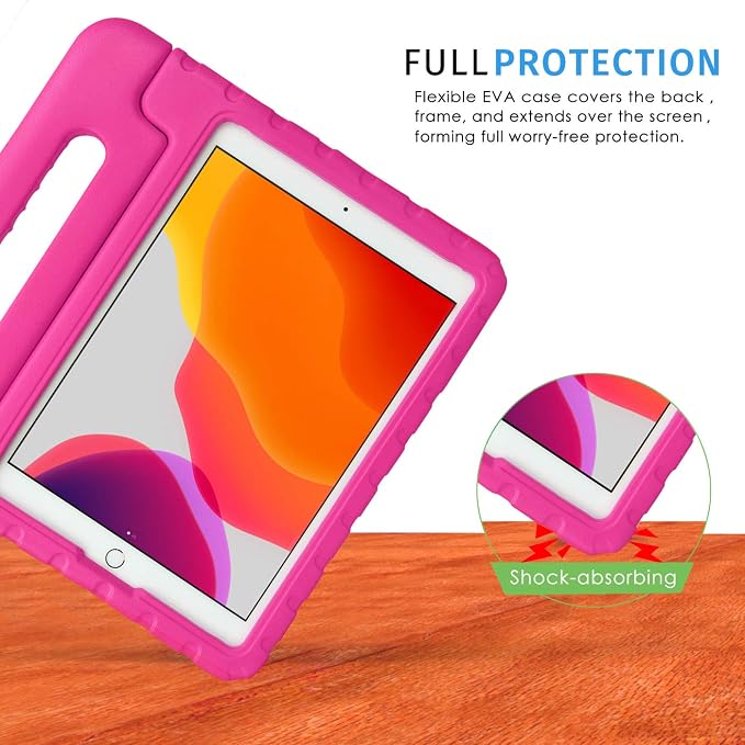 HDE Case for iPad 9th Generation Kids Shockproof Cover 10.2 inch with Handle Stand fits 2021 9th Gen 2020 8th 2019 7th Tablet - Black