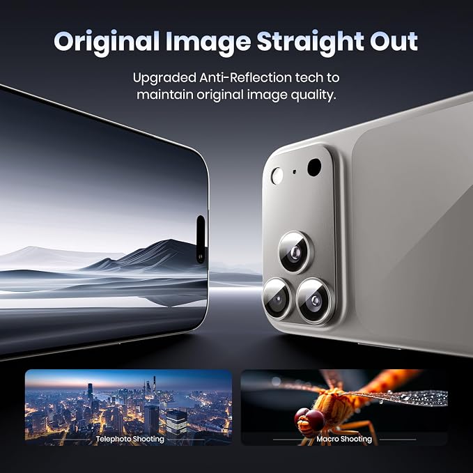 for iPhone 17 Pro Camera Lens Protector - 12FT Shatterproof | Military Grade Protection Strong Adsorption 9H+ Tempered Glass Camera Screen Full Protective Cover Case Friendly Black