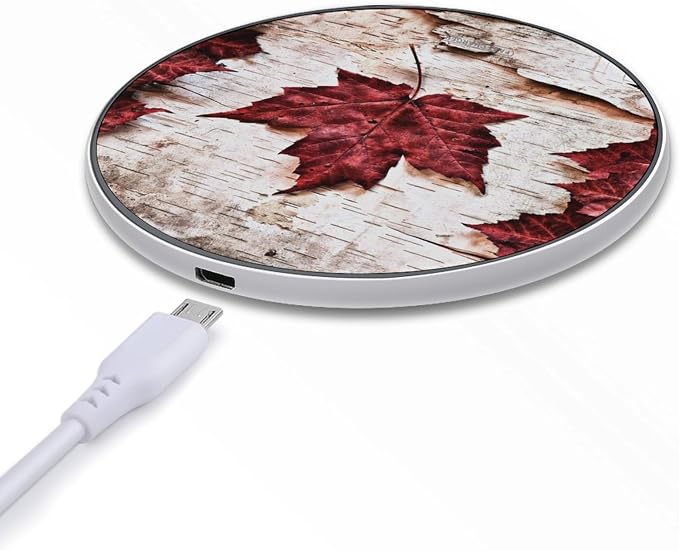 Canada Maple Leaf Wireless Charger Portable Fast Charging Pad Lightweight Wireless Charging Pad 10W Slim Charging Station for Phone Charger Mat for Travel Home Office Desk