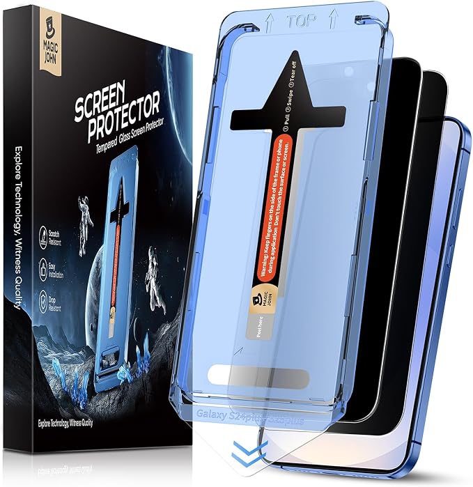 MAGIC JOHN Privacy 2Pack for Galaxy S25 Plus Screen Protector Anti Spy | 6.7 inch 25° Anti-Spy Auto Dust-Elimination Easy Installation Bubble Free Tempered Glass 9H Hardness Case-Friendly