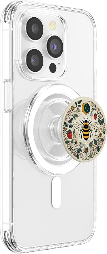 Botanical Bee and Strawberry PopSockets PopWallet for MagSafe