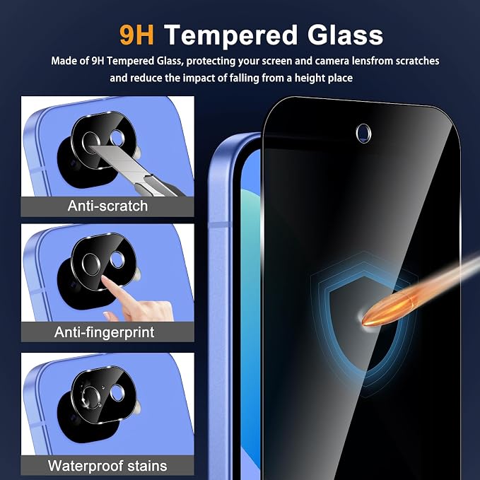 Privacy Screen Protector for Google Pixel 10 Lens Protector | [2+2] 9H Hardness Tempered Glass Protective Film + Camera Lens Protector [Full Coverage] [Anti-Spy] [Scratch-Resistant]