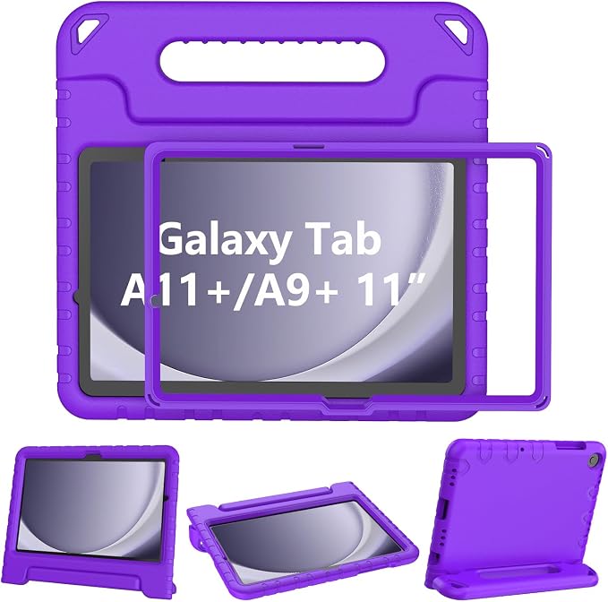 LTROP Shockproof Lightweight Convertible Handle Stand Case for Samsung Galaxy Tab A11 Plus 2025 / A9 Plus 11 Inch 2023 with Built-in Screen Protector Galaxy Tab A11+ / A9+ Case for Kids Black