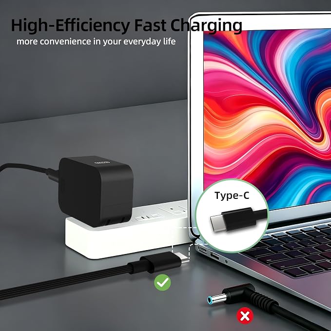 65W Surface Pro Charger USB C PD 3.0 Fast Charger Compatible with Microsoft Surface Pro 12 11 10 9 Surface Pro 13 OLED Snapdragon X Elite Surface Laptop Surface Go Surface Book USB-C Power Adapter