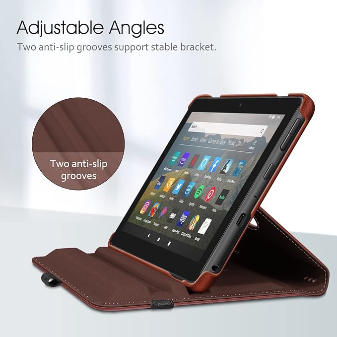 Fintie Rotating Case for Kindle Fire HD 8 &amp 8 Plus 12th/10th Gen Black | 360° Rotatable Swivel Stand Cover for Fire HD 8 2024/2022/2020 Durable PU Leather 3 Viewing Positions Auto Sleep/Wake