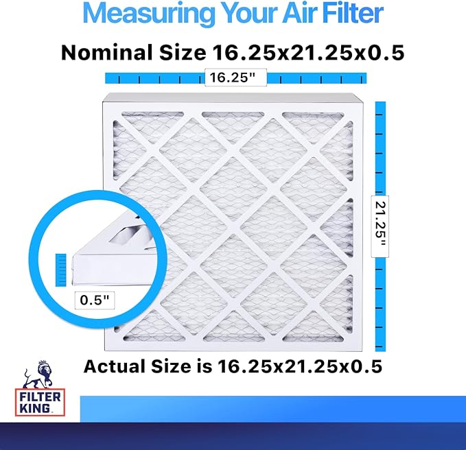 Filter King 16.25x21.25x0.5 Air Filter | 4-PACK | MERV 8 HVAC Pleated A/C