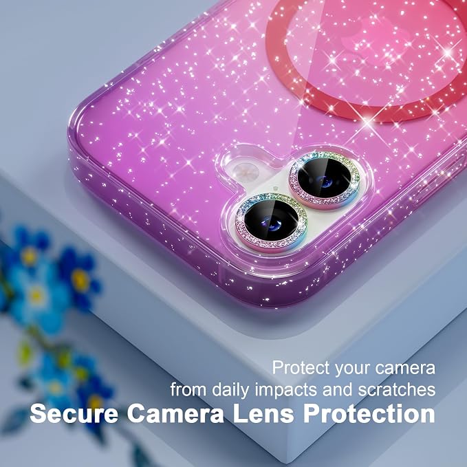 Choiche for iPhone 15 Pro Max Case Compatible with MagSafe Glitter Black | Women Girly Cute Glitter Sparkly Magnetic Phone Case with Diamond Camera Lens Protectors Military-Grade Drop Protection 6.7