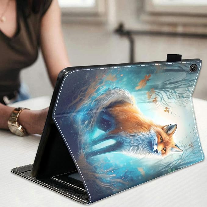 Case for Amazon Kindle Fire HD 10 Tablet 10.1 (9th/7th Generation 2019/2017 Release) Slim Folding Stand Folio Cover with Card Slot &amp Auto Wake/Sleep - African American Girl