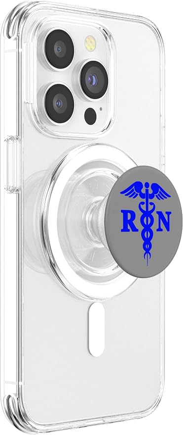 Blue RN Caduceus Registered Nurse Medical Symbol Logo Print PopSockets PopWallet for MagSafe