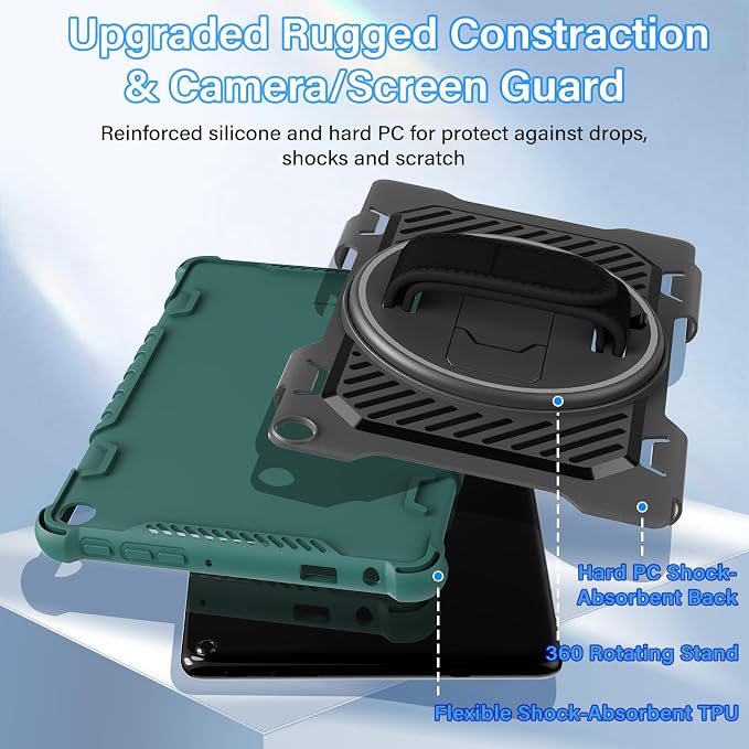 for Fire HD 10 &amp HD 10 Plus Tablet Case 13th Generation | with 360 Rotating Kickstand Hand Strap(No Screen Protector)