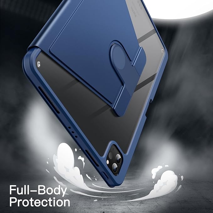 JETech Rotating Case Cover for iPad Pro 11 4/3 Black | For 2022/2021 Model 360° Rotation Stand Clear Back Design Auto Wake/Sleep Pencil Holder Full Protection