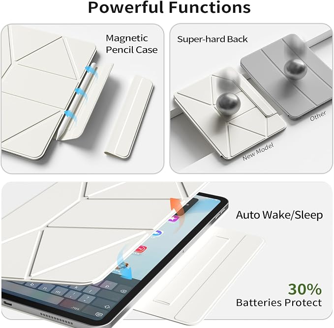 Magnetic Case for iPad Air 11 M4/M3/M2 iPad Air 5th/4th Gen 10.9 | Slim Detachable Magnetic Stand Case with 20+ Viewing Angles Hidden Pencil Holder Auto Wake/Sleep Black